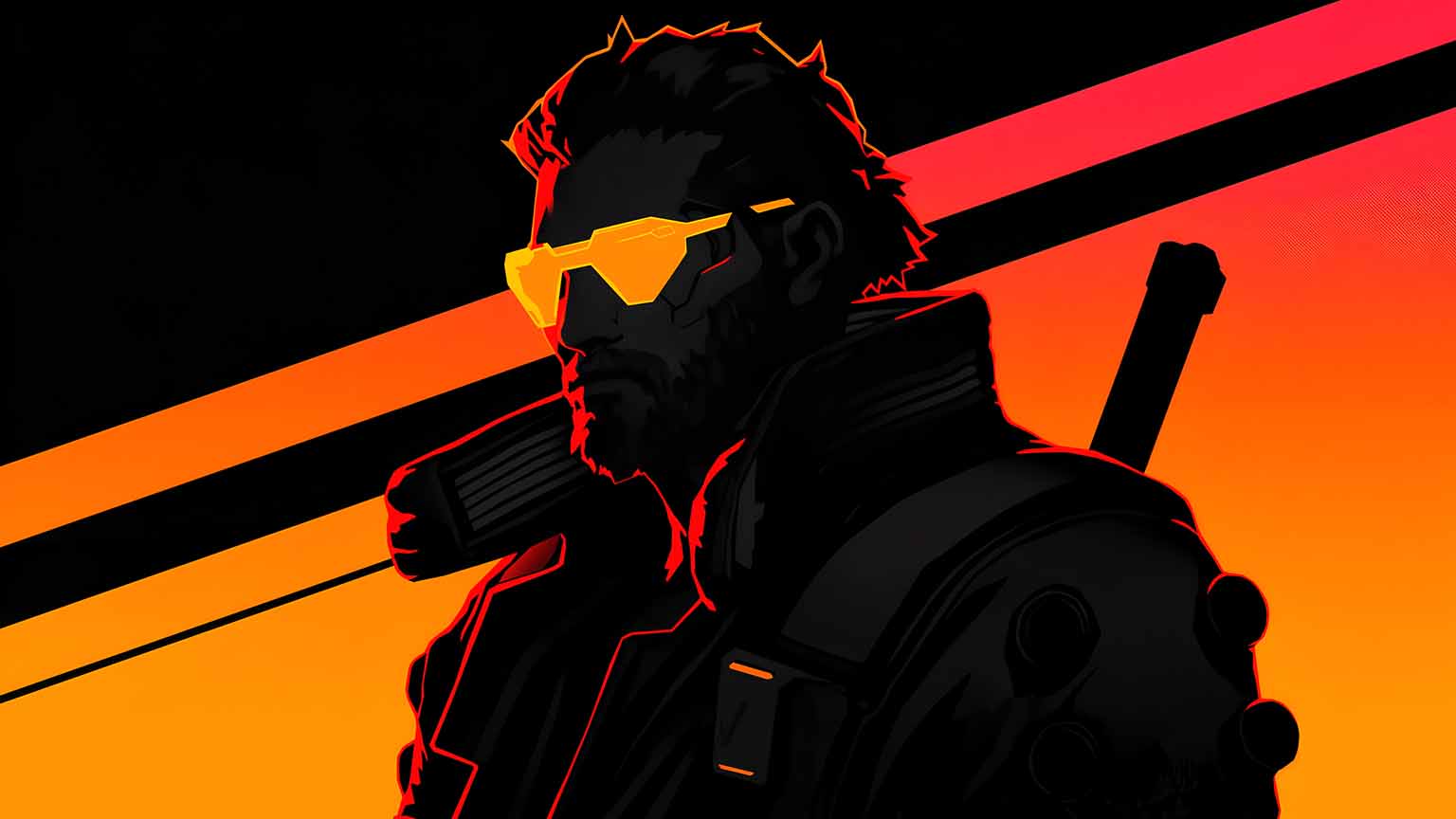 1536x864 Cyberpunk 2077 V with Glowing Visor Orange Glow Wallpaper 4k