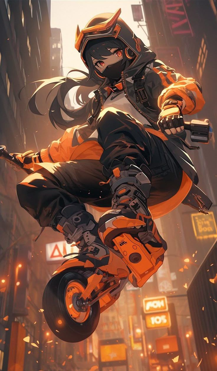 736x1256 Cyberpunk orange background. Cyberpunk ninja anime, Orange cyberpunk wallpaper, Sk8