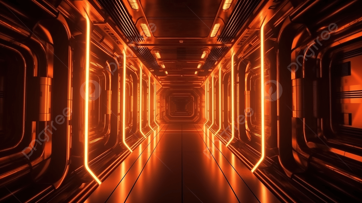1200x673 Sci Fi Illustration Neon Orange Glowing Background In 3D Rendered Spaceship Corridor, Cyberpunk Background, Cyberpunk, Scifi Background Background Image And Wallpaper for Free Download