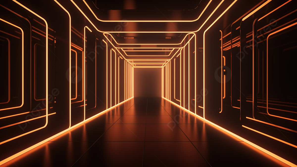 1200x673 Sci Fi Illustration Abstract Geometric Background With Orange Light In An Empty Dark Room 3D Rendering, Neon Stage, Cyberpunk Background, Neon Room Background Image And Wallpaper for Free Download