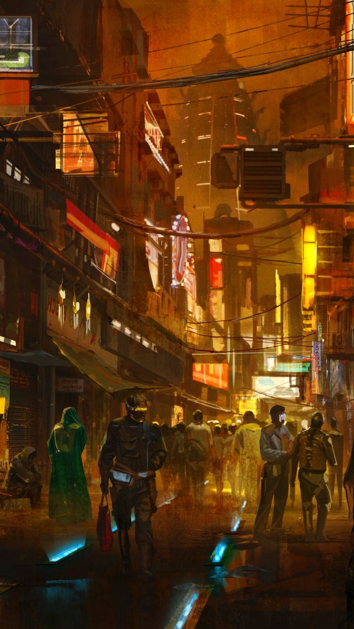 720x1280 Phone wallpaper: Cyberpunk, Concept Art, Sci Fi, Street 1367950