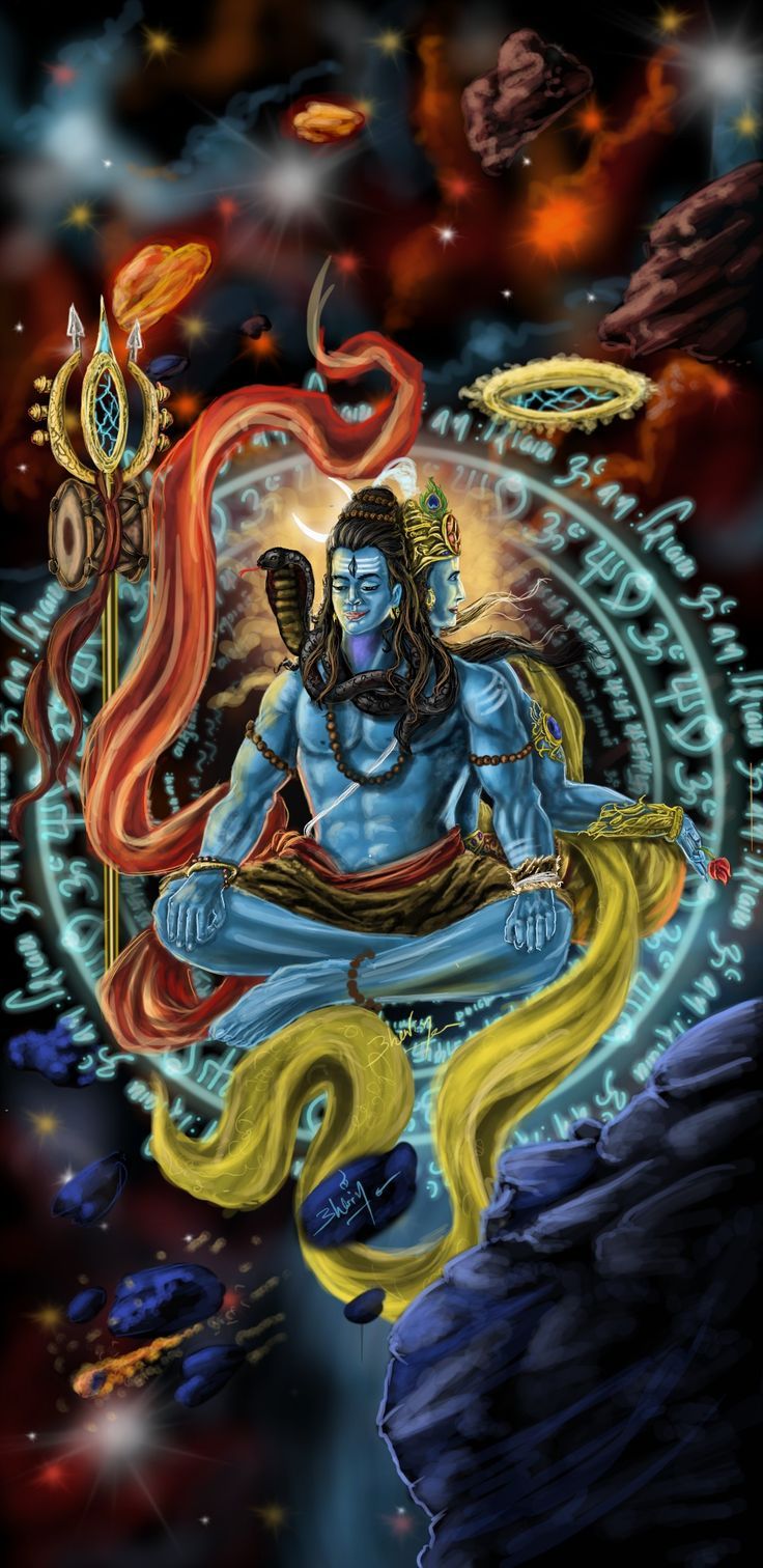 736x1512 Harihar by bhavin. Lord shiva and vishnu HD wallpaper, Shiv natraj wallpaper, Lord shiva universe wallpaper