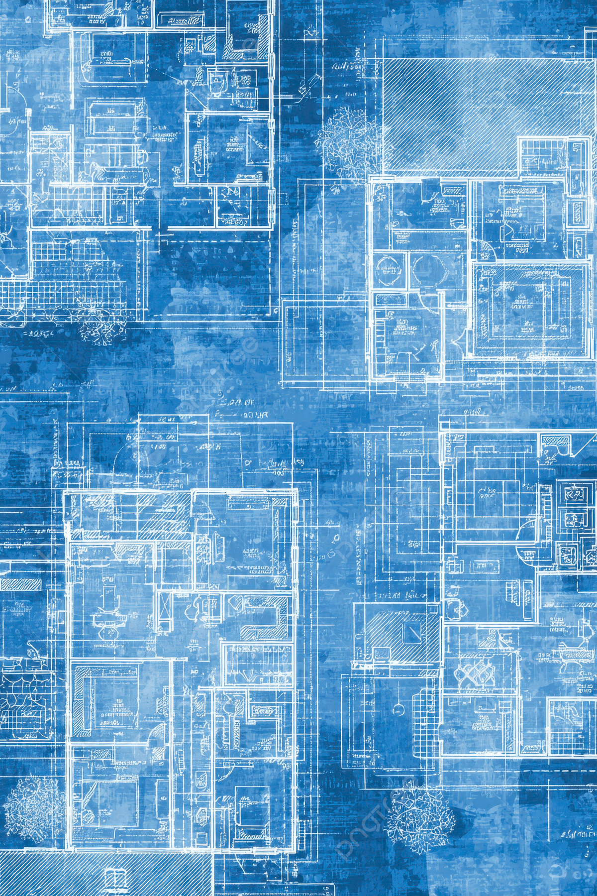 1200x1800 A Blueprint Of An Architectural Plan With Detailed Floor Plans Sketches On Blue Background Wallpaper Image For Free Download