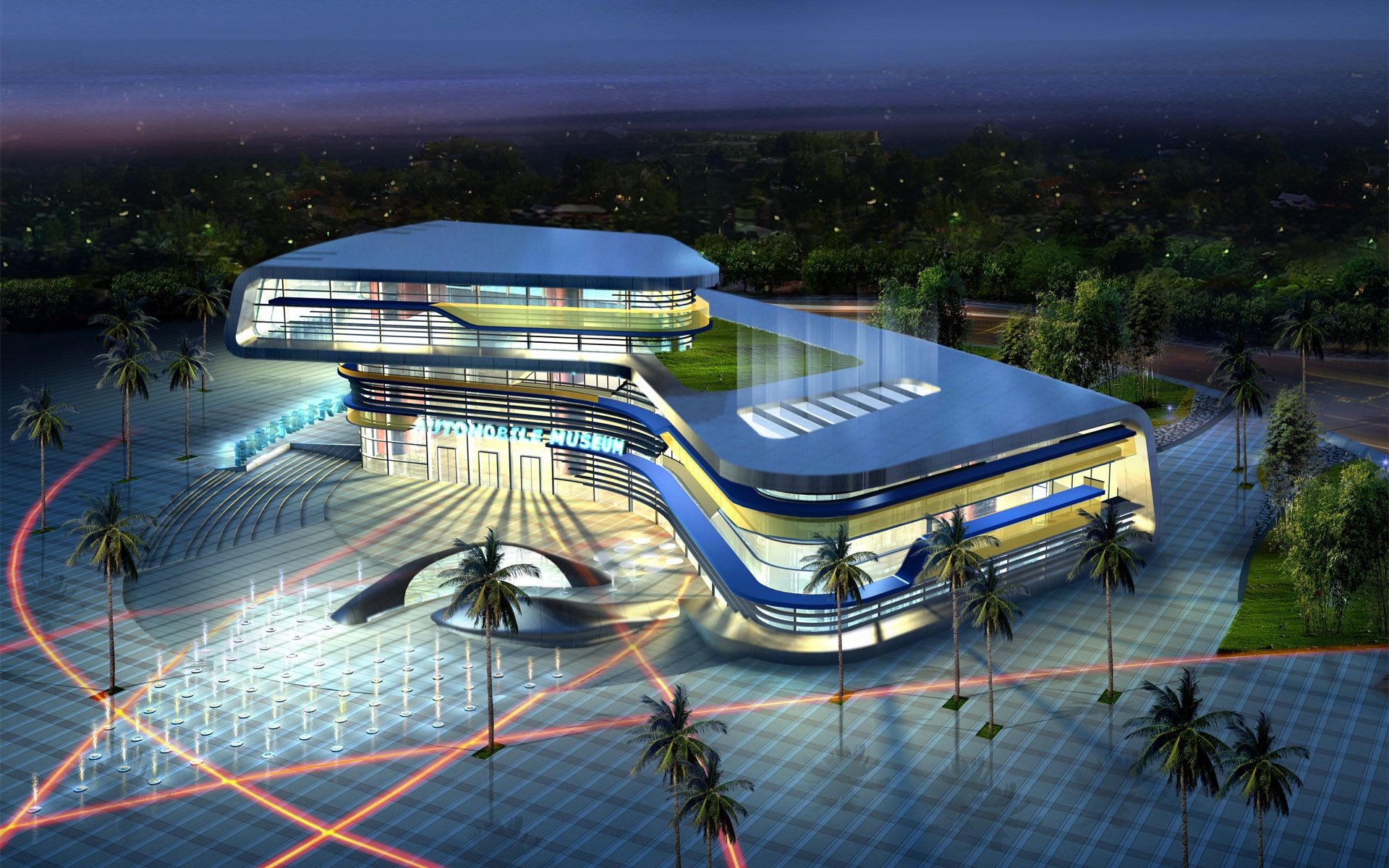 1920x1200 Futuristic Curved Pavilion