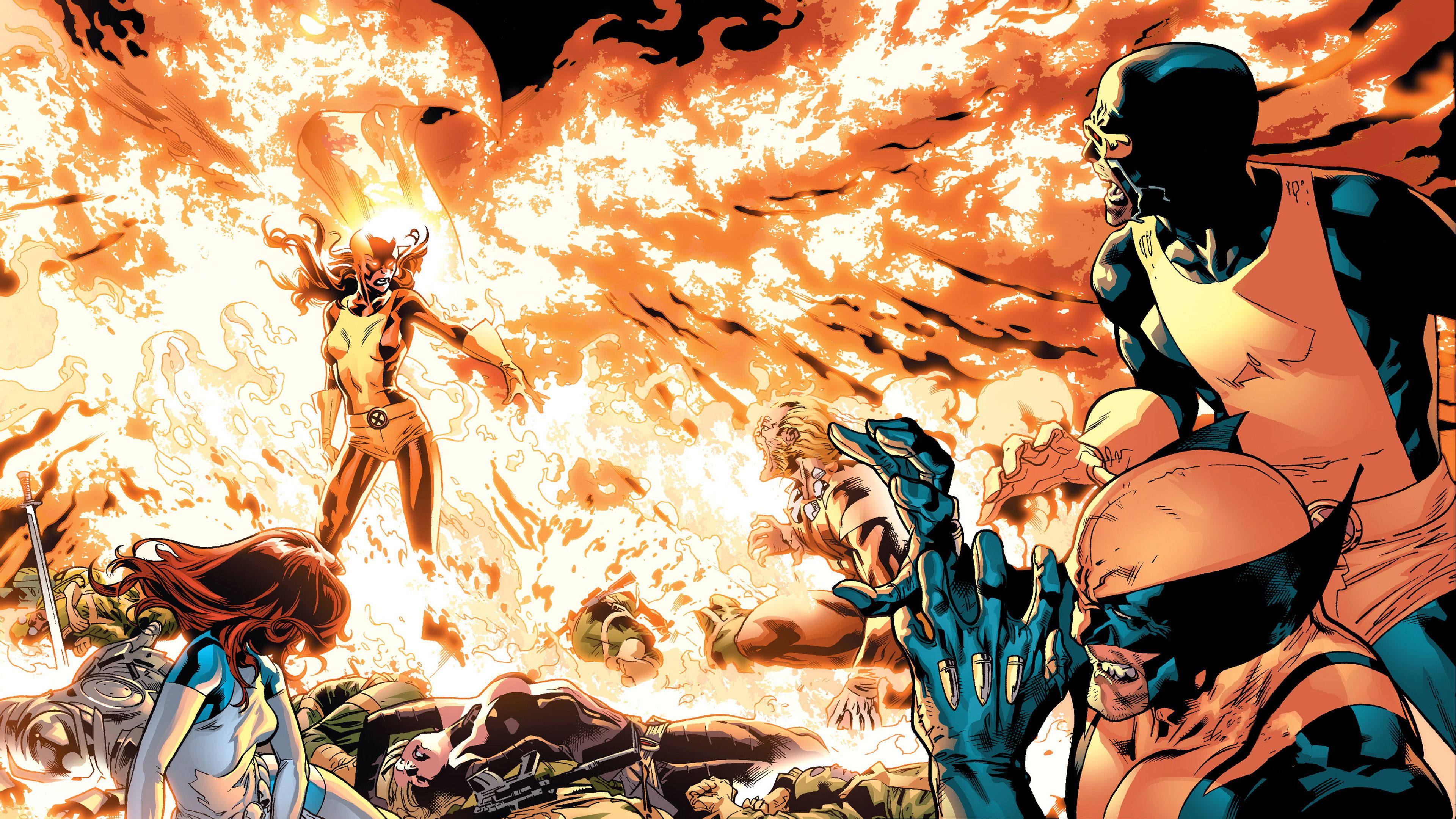 3840x2160 Wallpaper Sabretooth, Mistique, Marvel Comics, Dark Phoenix, Cyclops, Wolverine, Battle, X Men For Mobile And Desktop, Section фантастика, Resolution 3840x2160