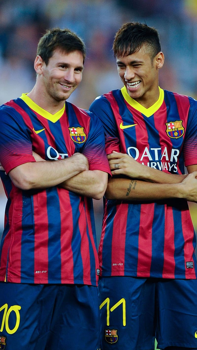 800x1422 Messi And Neymar, Laughing Together, fcb, footballer, HD phone wallpaper