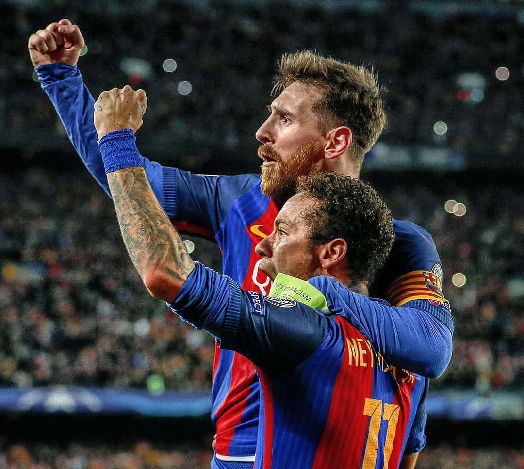 1080x967 Download Soccer superstars Lionel Messi and Neymar Jr. Wallpaper