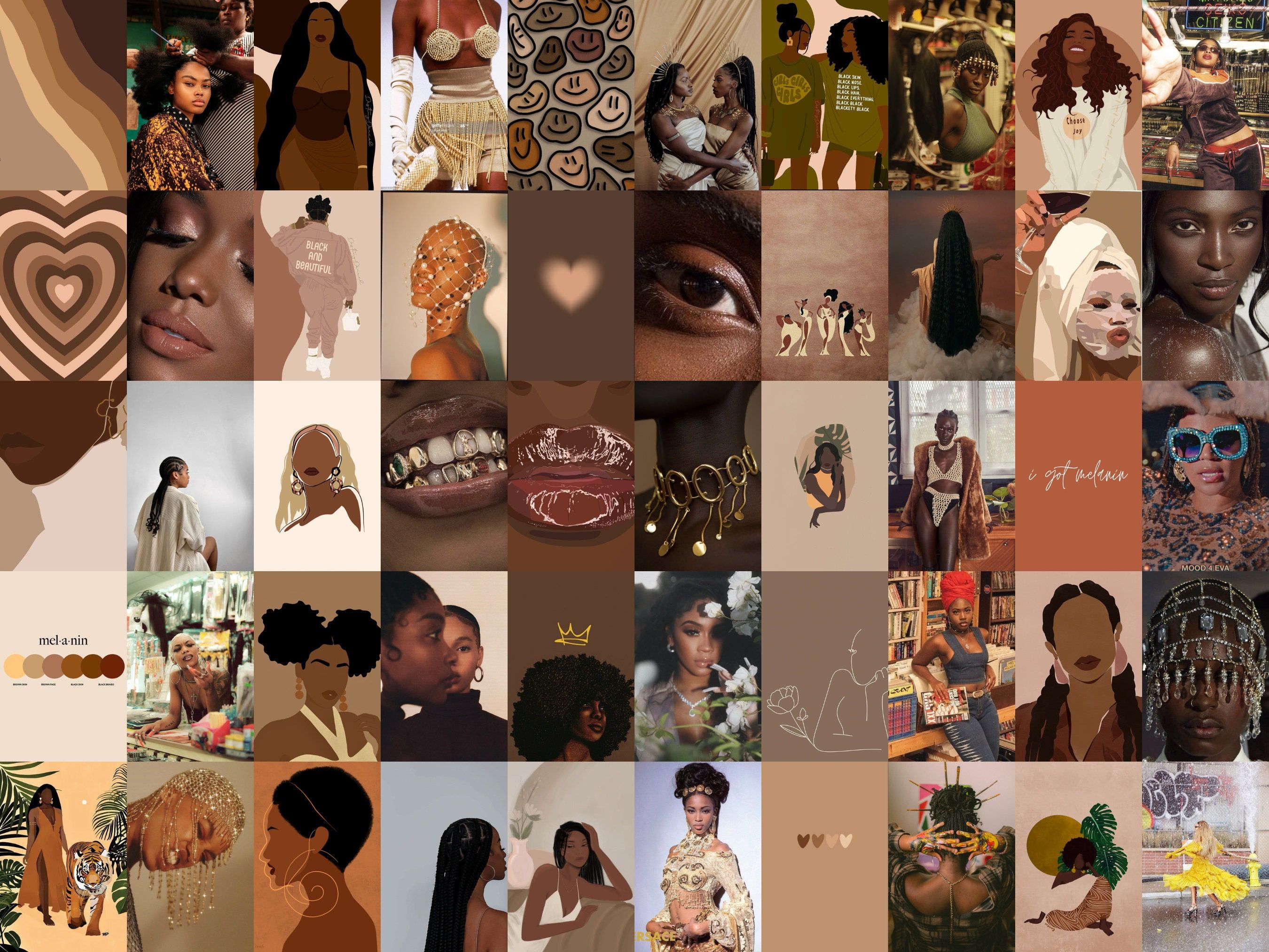2700x2025 Black Girl Magic Aesthetic Collage Kit Digital Prints (4x6)