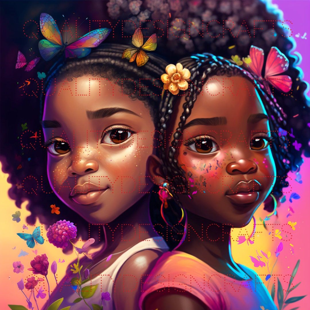1080x1080 Kids Beautiful Black Girl Magic Melanin Black Woman PNG Afro Fashion Girl African American Clipart PNG Planner Tshirt Tumbler Sublimation