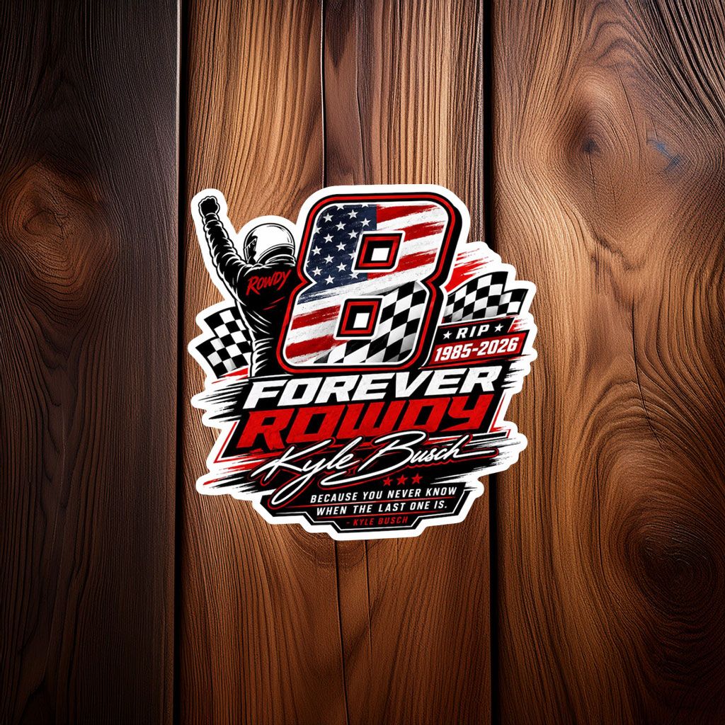 1024x1024 Kyle Busch Celebrating Victory No. 8 Racing Sticker Rowdy Busch