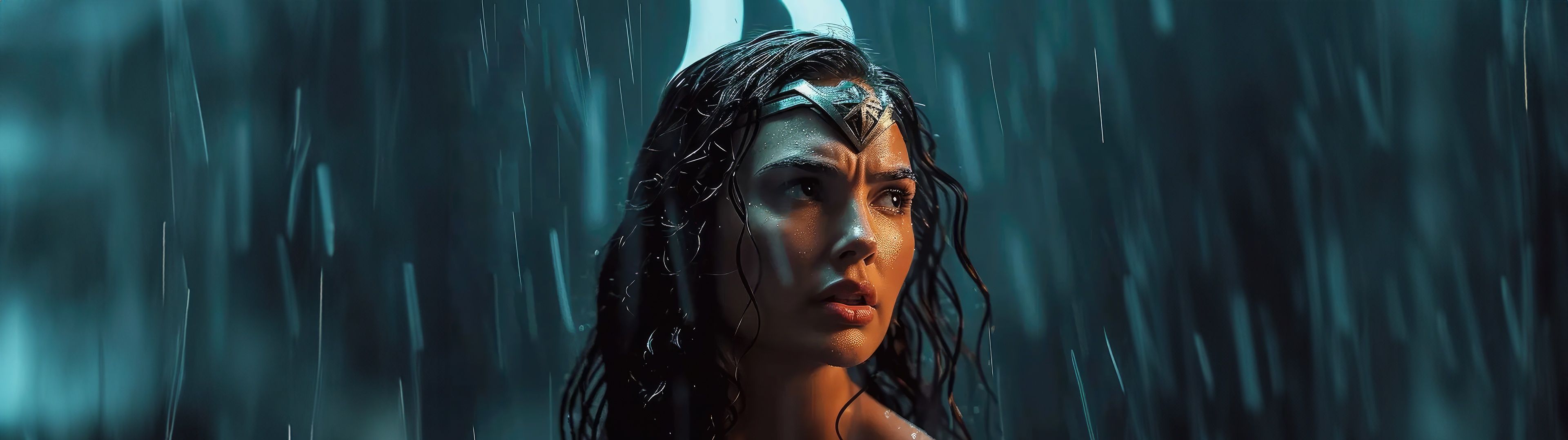 3840x1080 Wonder Woman Wallpaper 4K, AI art, Gal Gadot, Diana Prince