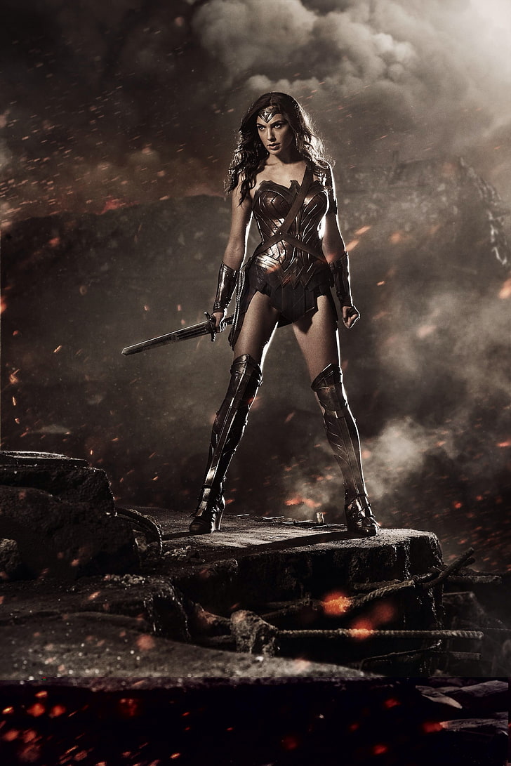 728x1091 HD wallpaper: Gal Gadot as Wonder Woman digital wallpaper, Batman v Superman: Dawn of Justice