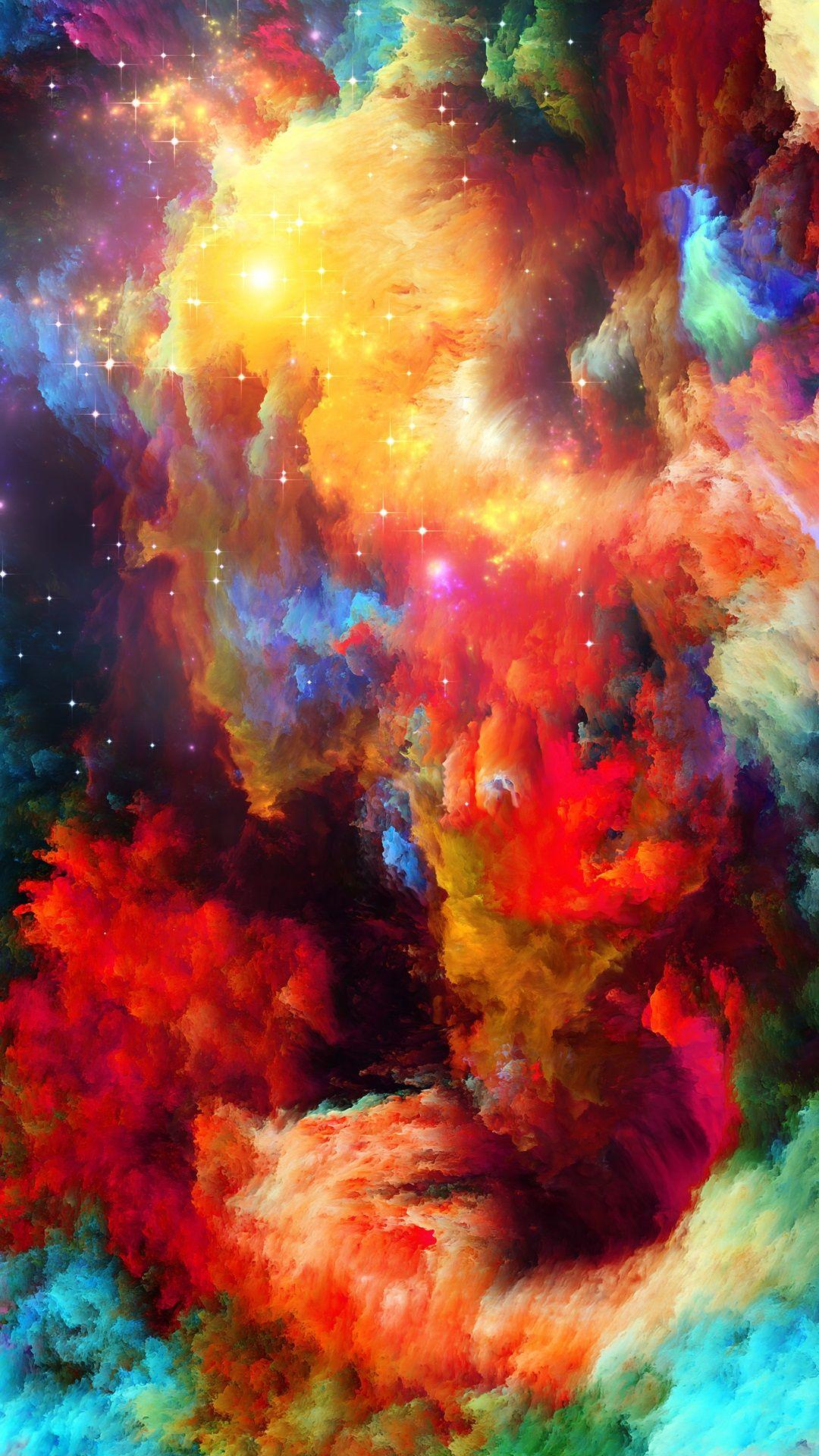 1080x1920 Colorful space, abstract design, stars iPhone X 3GS wallpaper download