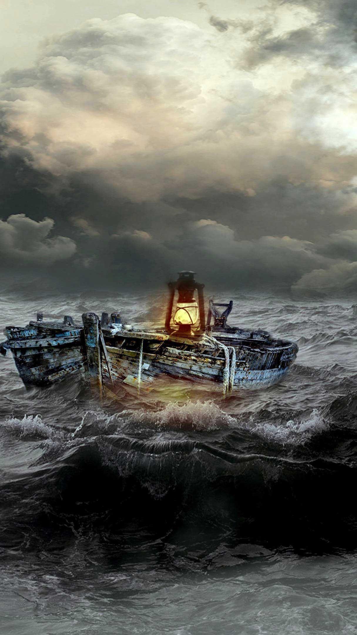 1215x2160 Boat storm sea iPhone Wallpaper HD. iPhone wallpaper, Best nature wallpaper, iPhone wallpaper mountains