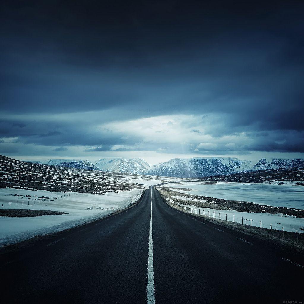 1024x1024 Road To Snow Mountain Nature Winter