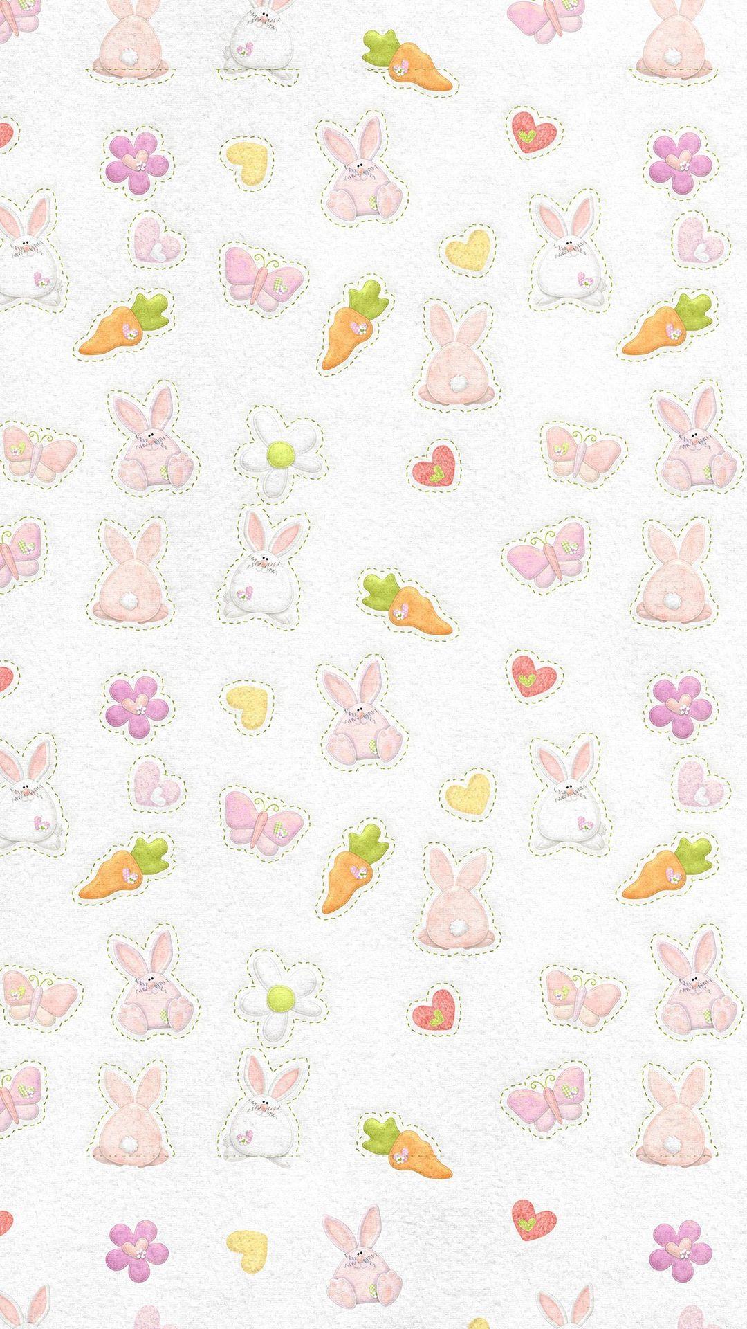 1080x1920 Cute Rabbit Chracter Pattern IPhone 6 Wallpaper Download. IPhone Wallpaper, IPad Wallpaper One Stop Downl. Easter Wallpaper, Holiday Wallpaper, Cute Wallpaper