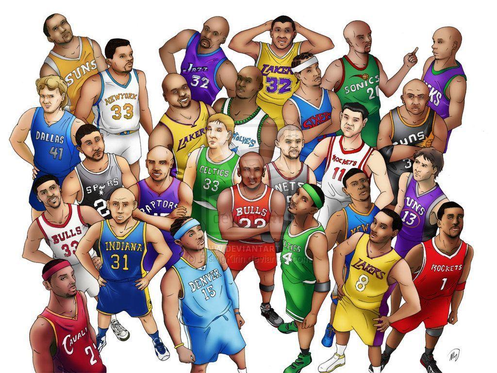 1024x768 NBA Cartoon Wallpaper