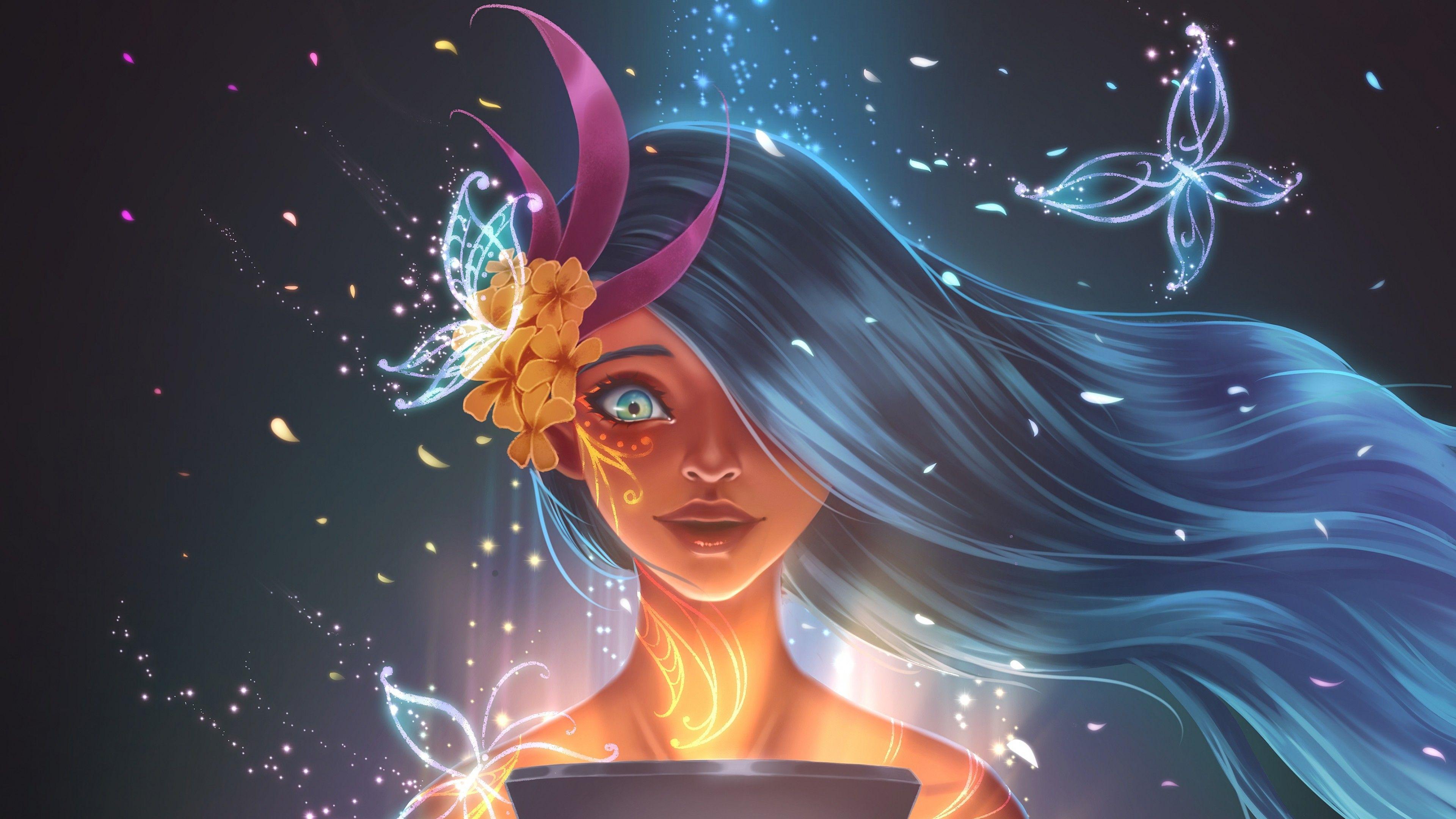 3840x2160 Magic girl 4K Wallpaper, Angel, Girly, Fantasy
