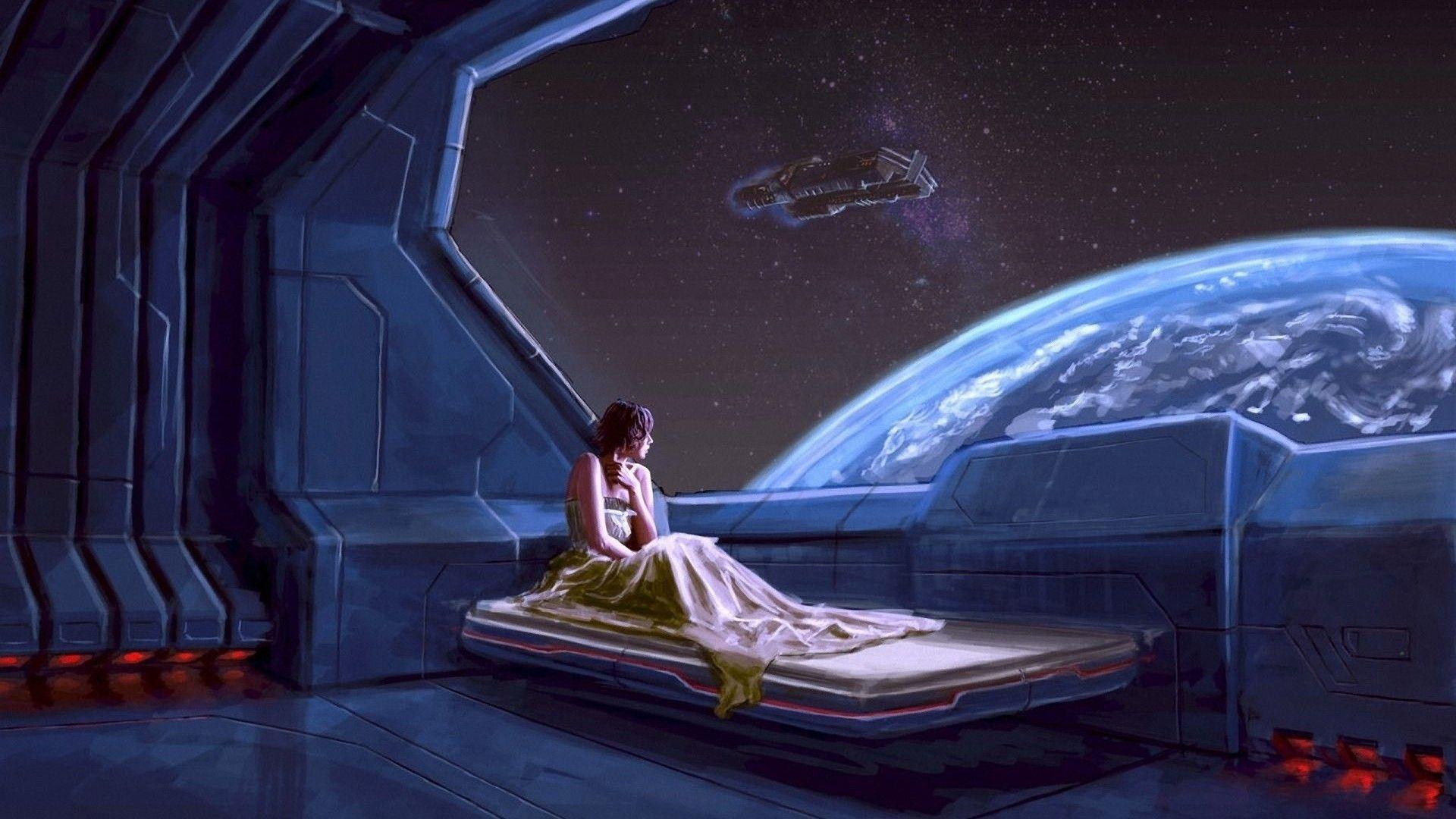 1920x1080 Anime Space Girl Wallpaper