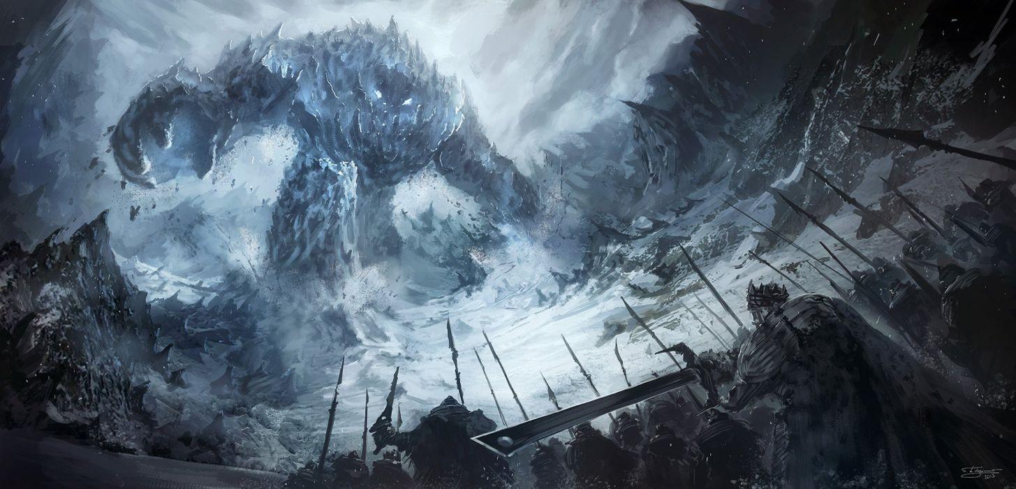 1455x700 Monster Giant warrior battle wallpaperx962