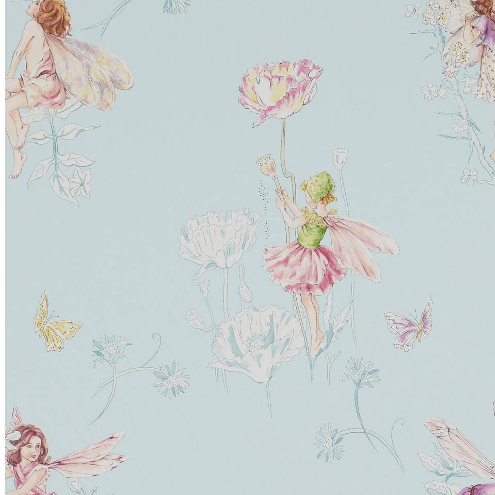 1600x1600 Jane Churchill Meadow Flower Fairies Wallpaper Aqua J124W 03