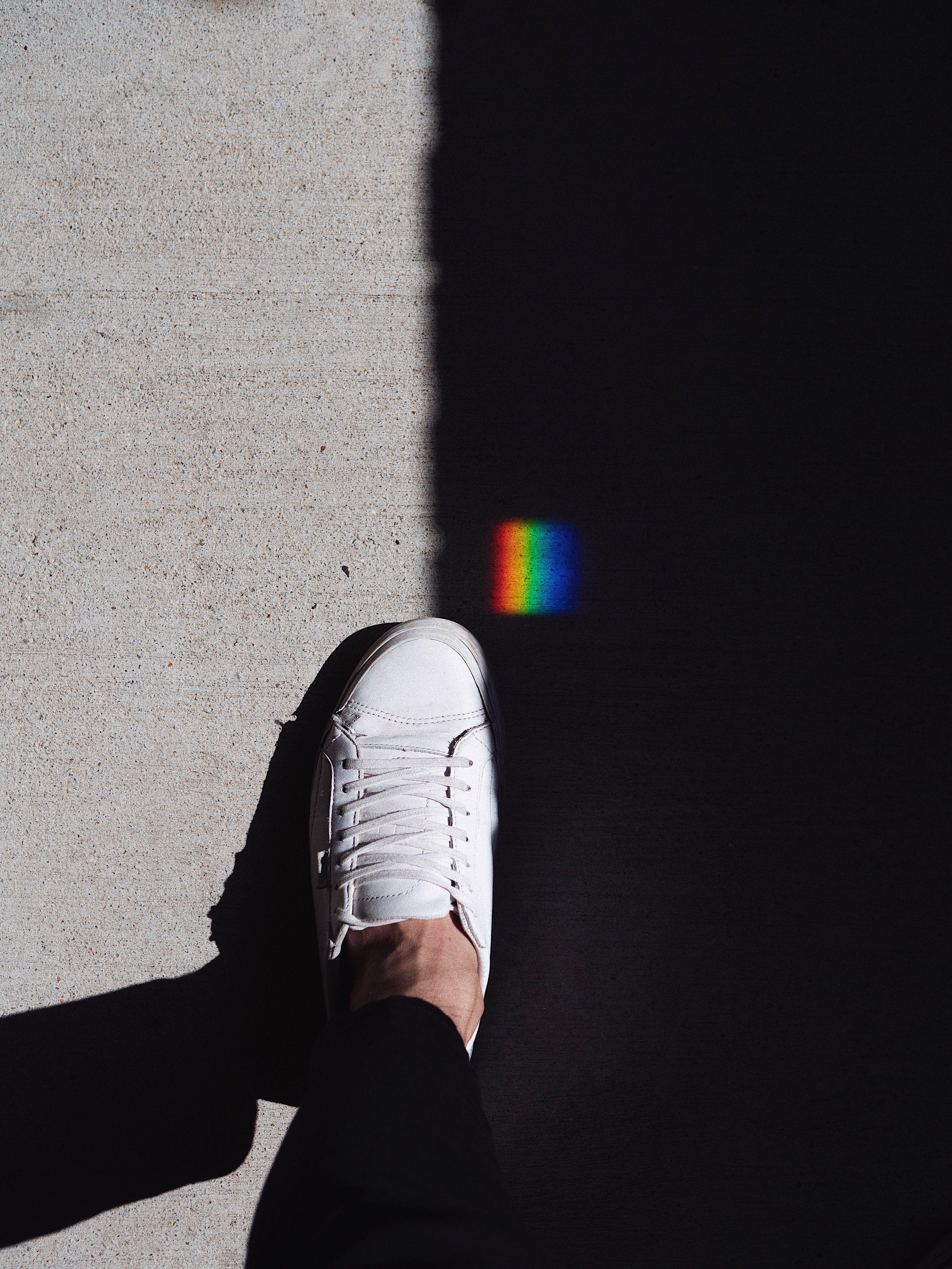 3832x5108 Download wallpaper 3832x5108 foot, shadow, rainbow, sneakers HD background