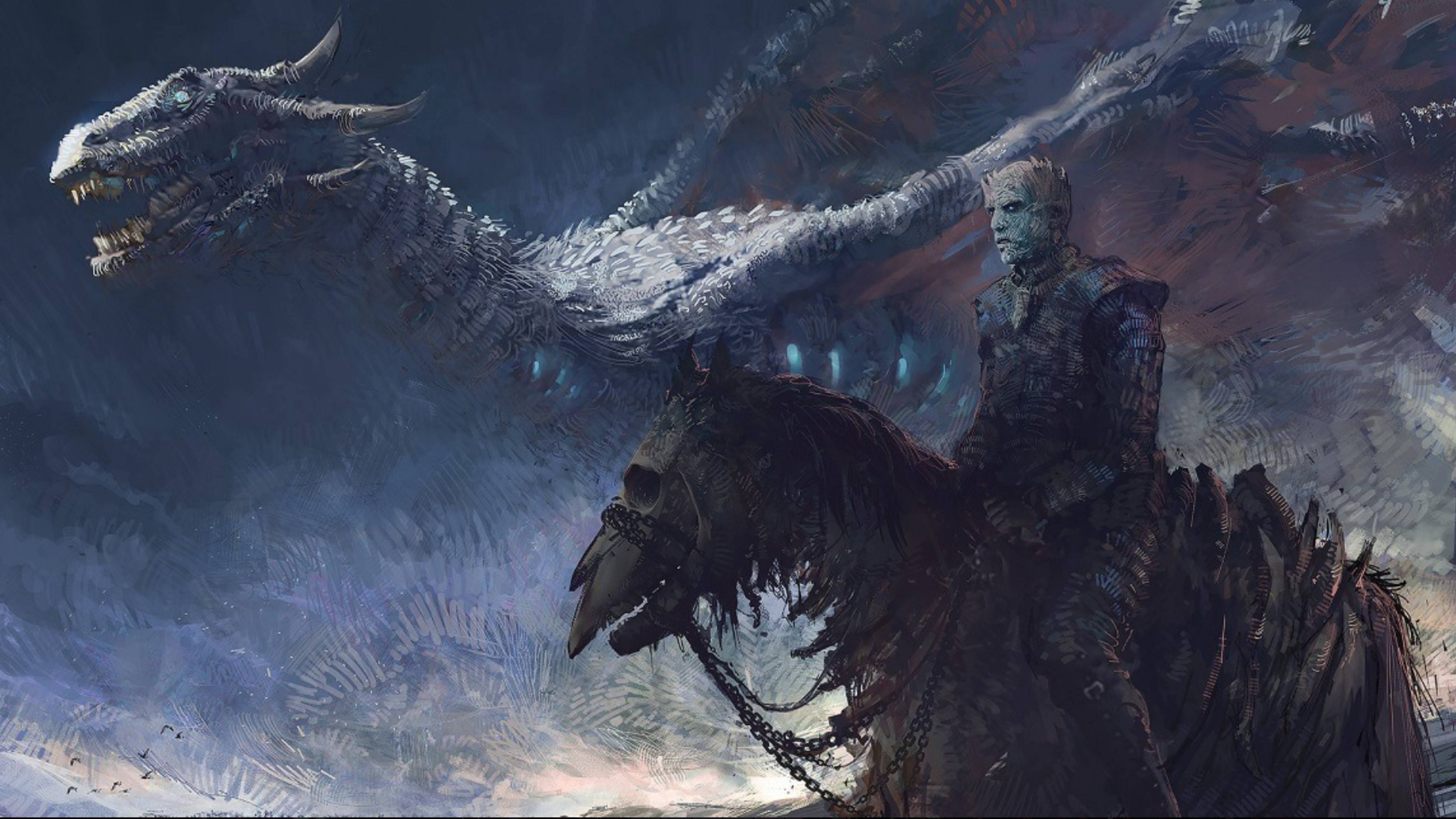 5120x2880 Game Of Thrones 7 White Walker And Ice Dragon Art 5K Wallpaper, HD Artist 4K Wallpaper, Image, Photo and Background