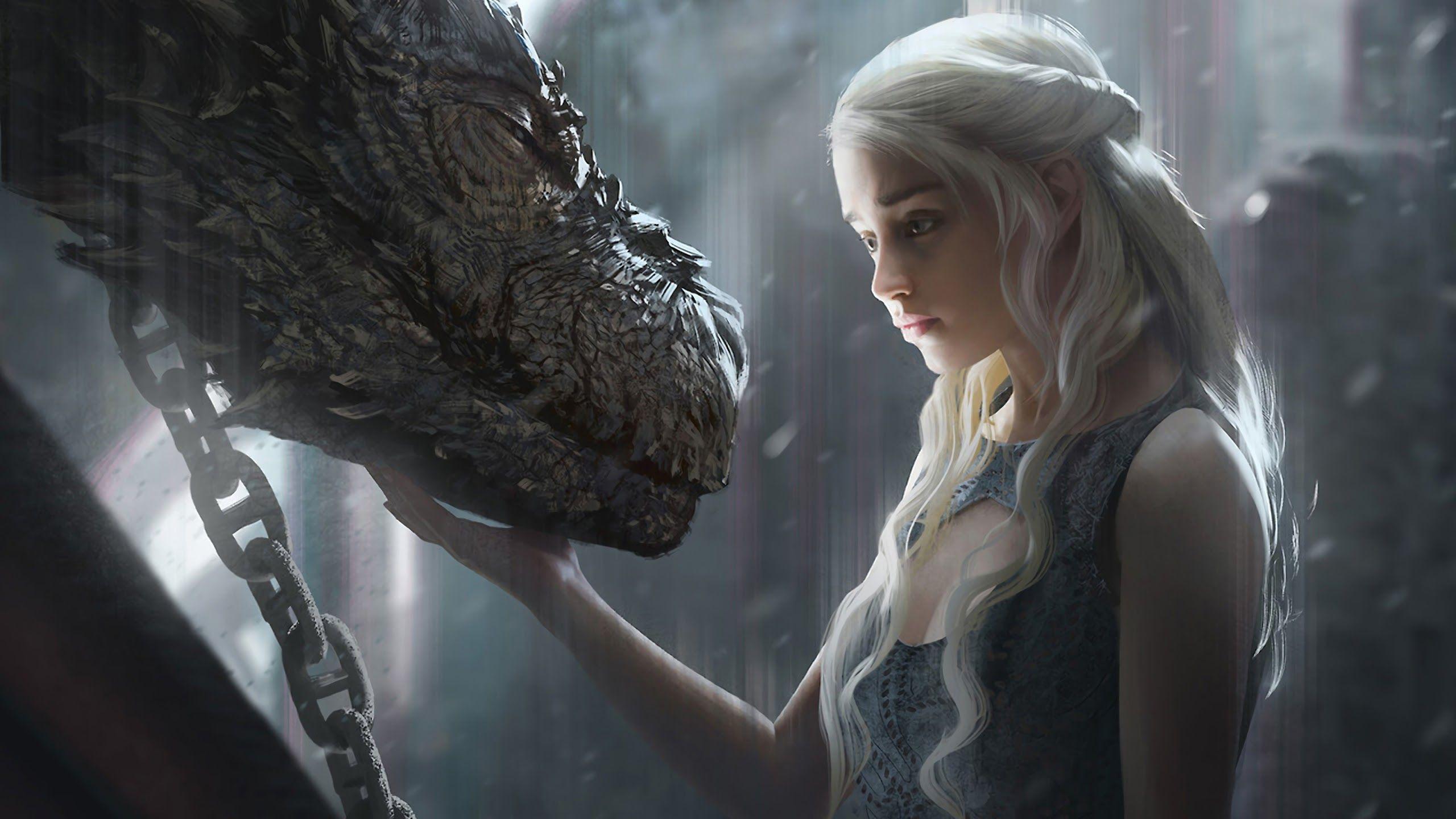 2560x1440 Daenerys Targaryen Dragon Game of Thrones 4K Wallpaper