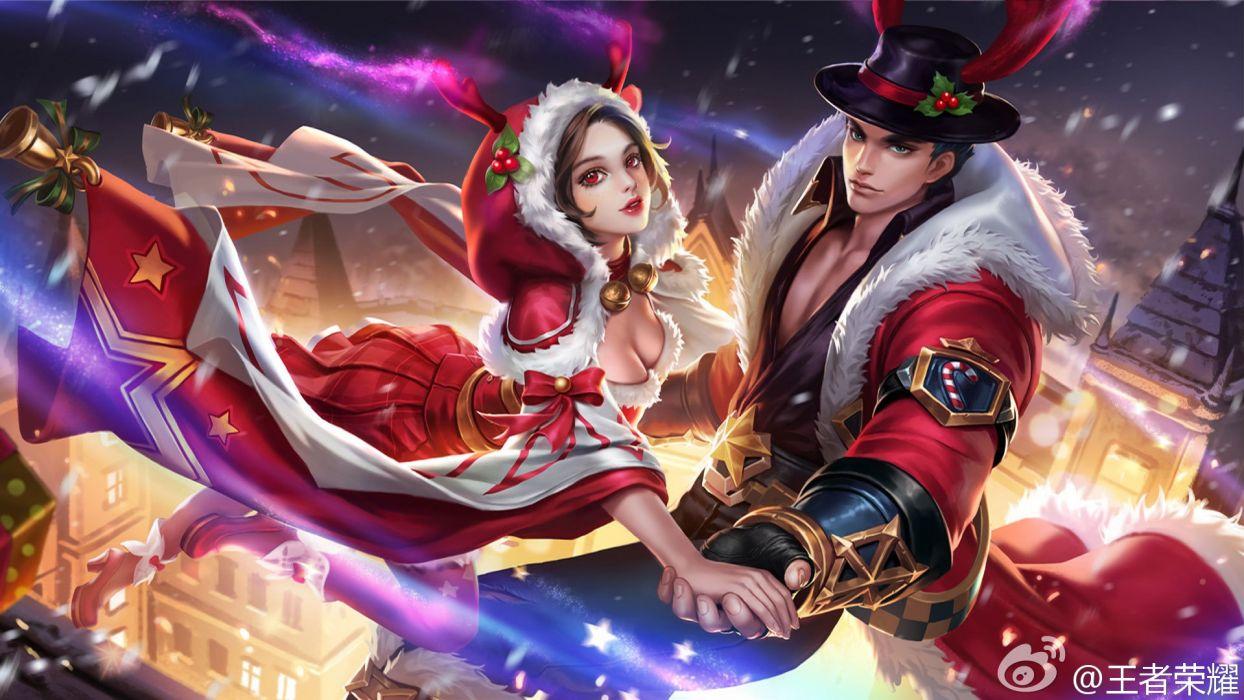 1244x700 Games King Of Glory Gam Christmas Couple Wallpaperx1080