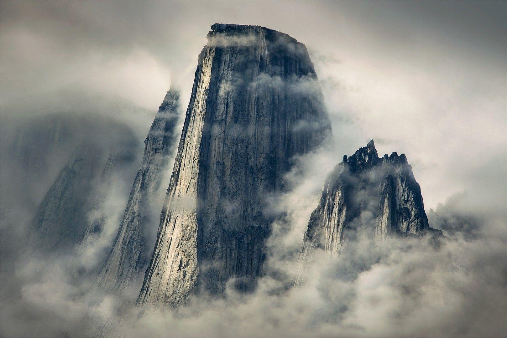 1618x1080 nature landscape mountain clouds mist cliff vertical greenland