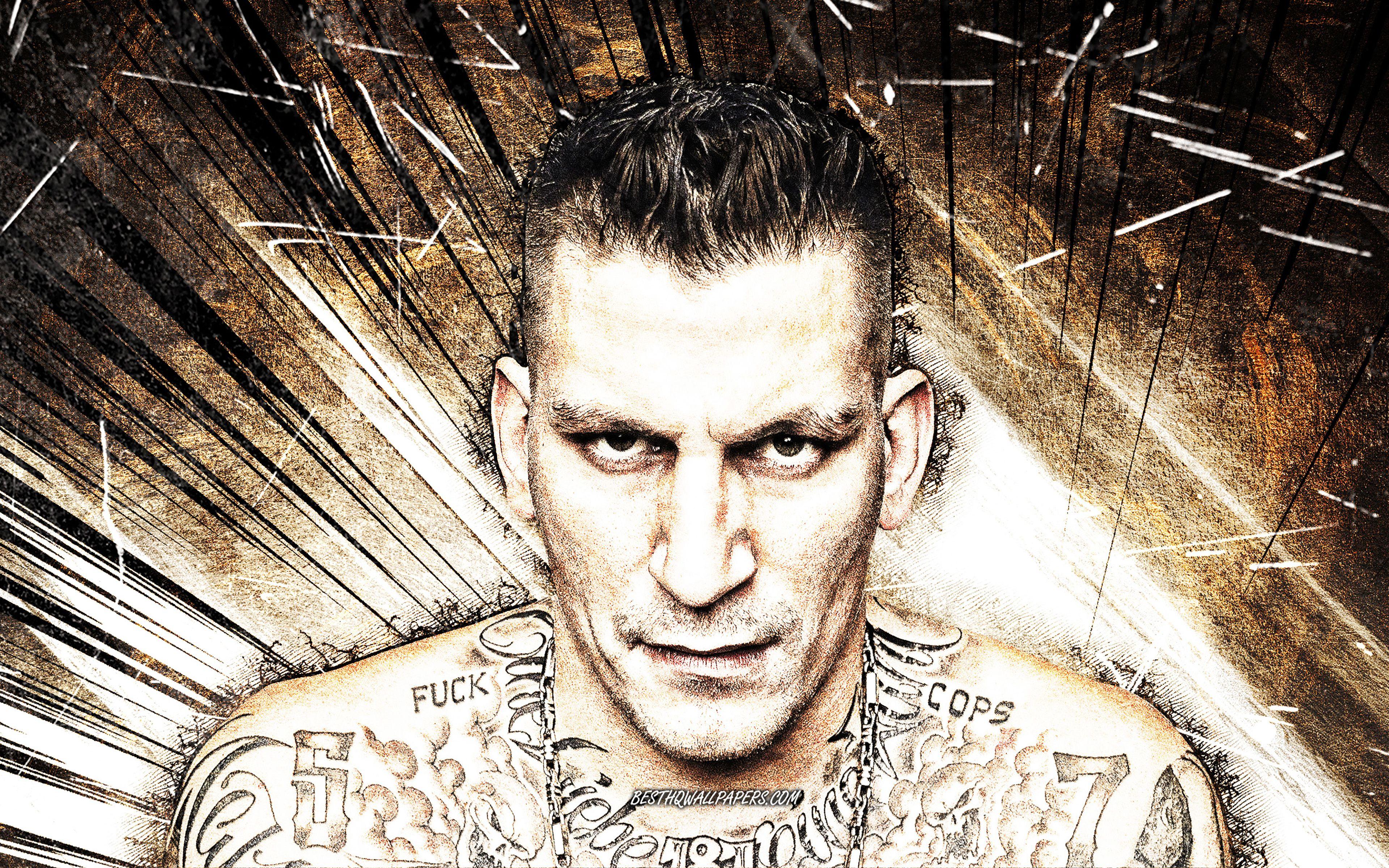 3840x2400 Download wallpaper 4k, Gzuz, grunge art, german rapper, music stars, Kristoffer Klaus, brown abstract rays, german celebrity, Gzuz 4K for desktop with resolution 3840x2400. High Quality HD picture wallpaper