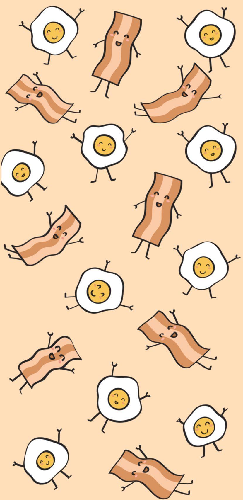 830x1706 Cute Eggs And Bacon Wallpaper