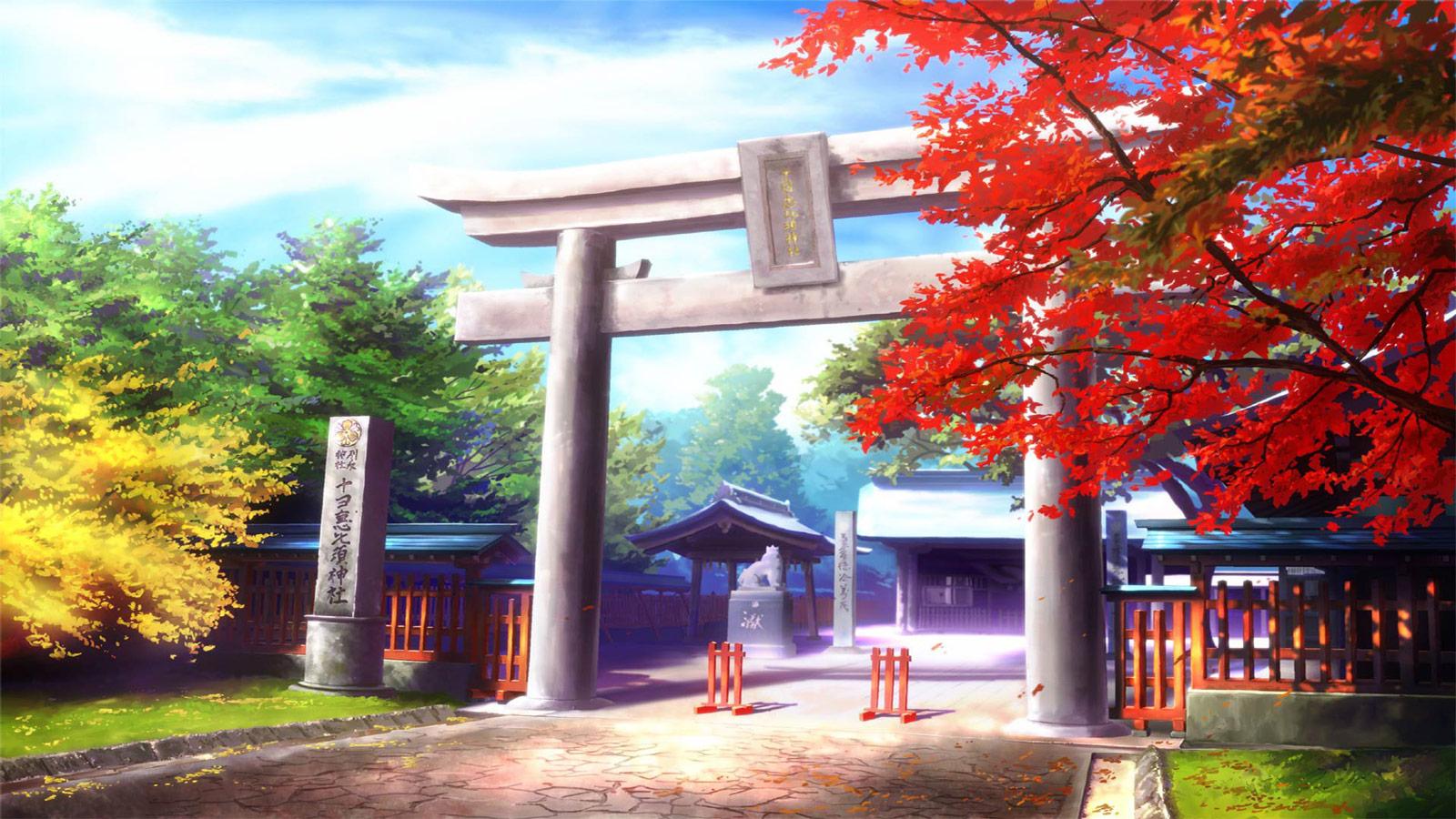 1600x900 Painting Art Chinese Temple Entrance Wallpaper. Free Computer Desktop Wallpaper