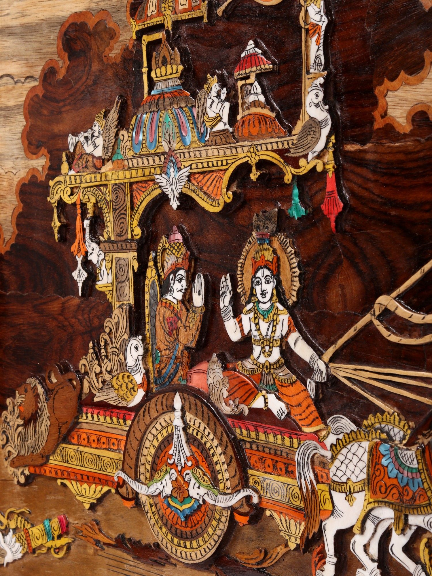 1500x2000 Geeta Updesha Krishna Guiding Arjuna In MahabharataD Wood Panel. Exotic India Art