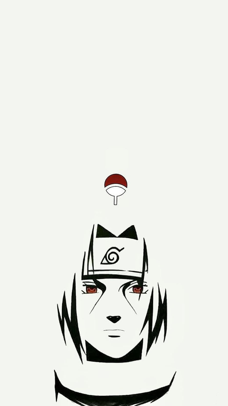 890x1583 Minimalist Itachi Uchiha Portrait With Sharingan And Leaf Village Headband HD phone wallpaper