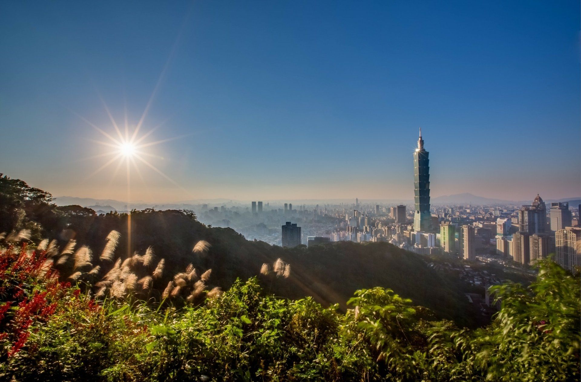 1920x1261 Taipei 101 Sunrise: Stunning HD View of Taiwan's Iconic Skyline and Naturex1345