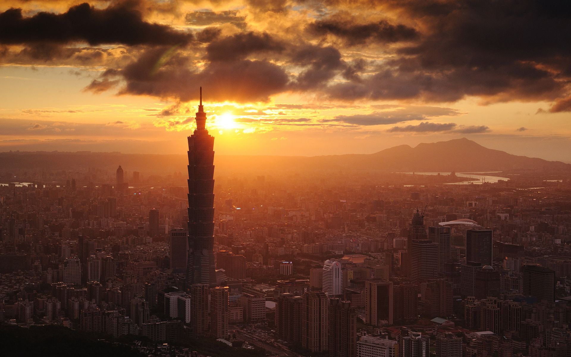 1920x1200 Phone wallpaper: Architecture, Light, China, Taiwan, Sunset, Taipei, Man Made, City, Building, Cityscape, Night, Skyscraper, Taipei Cities 272745