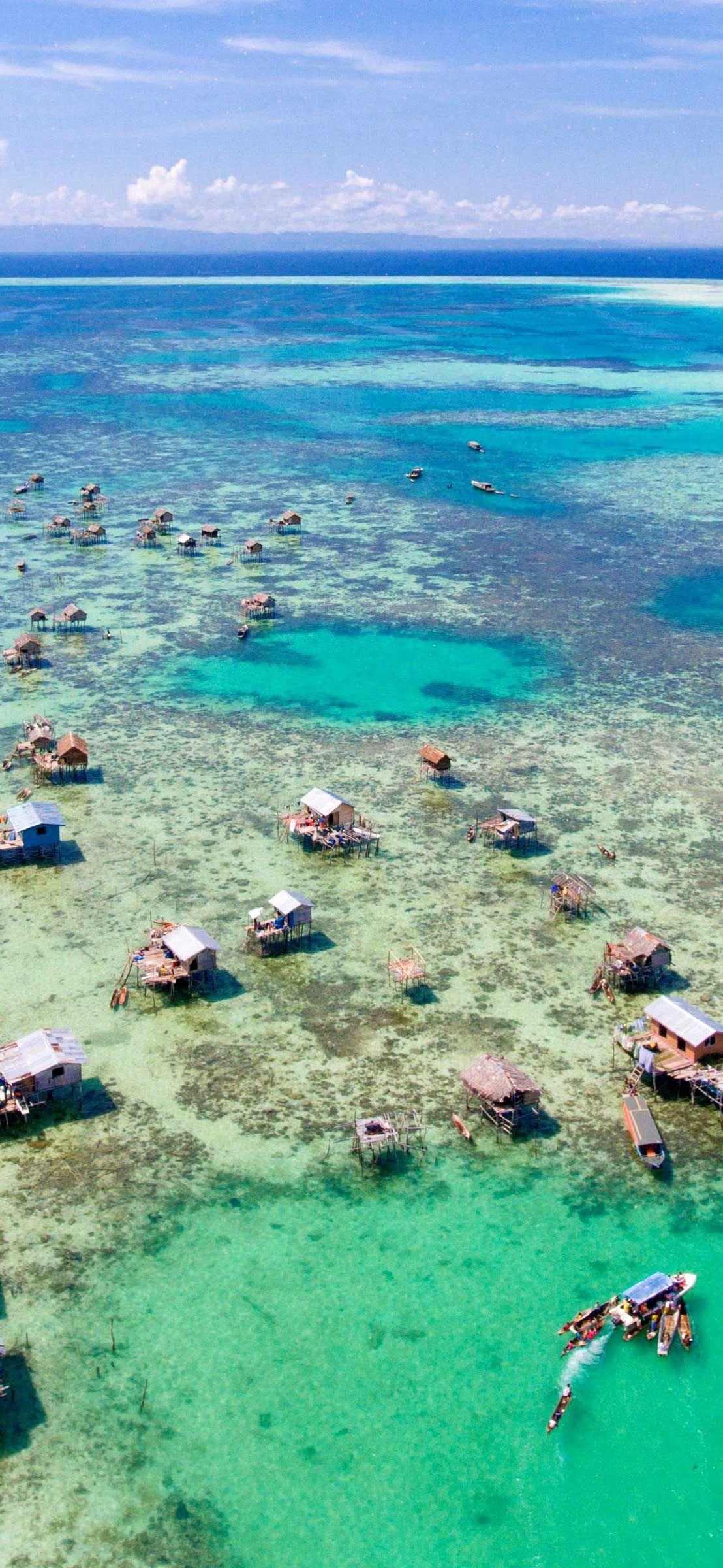 1108x2400 iPhone Wallpaper Gypsies sea village at bodgaya island semporna sabah malaysia aerial view hd. Desktop wallpaper, Computer wallpaper, Aerial view