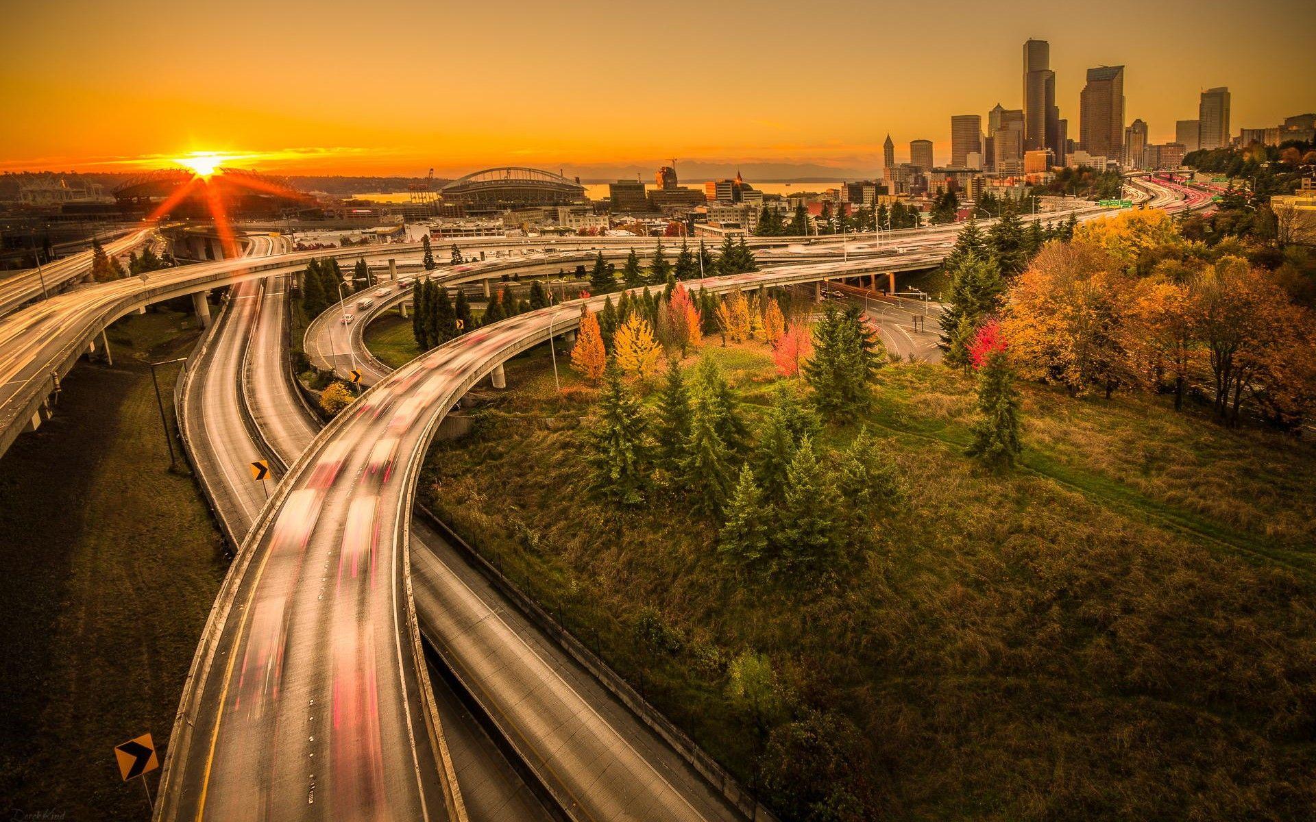 1920x1200 Sunset Seattle City Washington USA Wallpaper