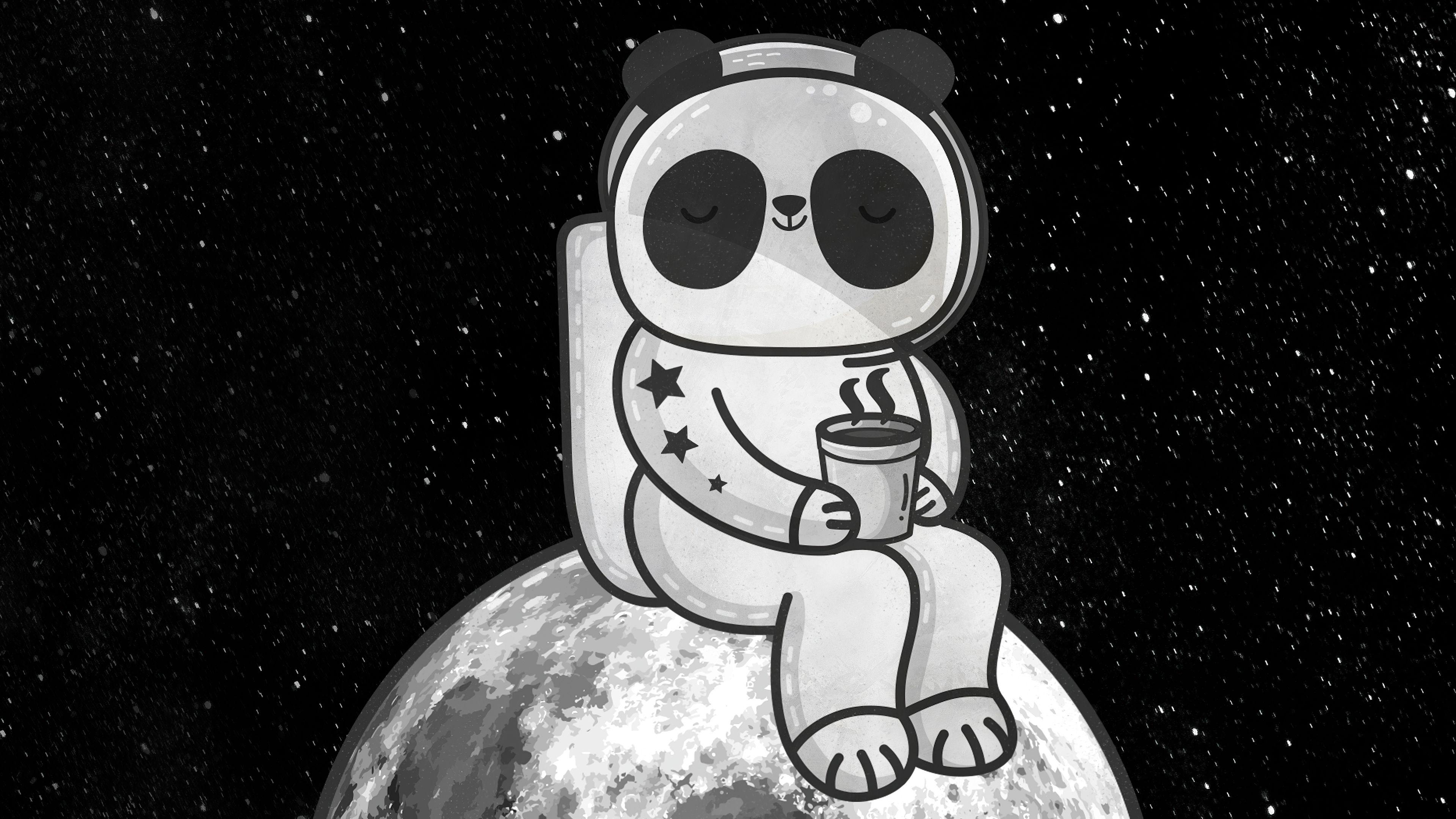 3840x2160 Little Astronaut Having Tea On Moon 4k, HD Artist, 4k Wallpaper, Image, Background, Photo and Picture
