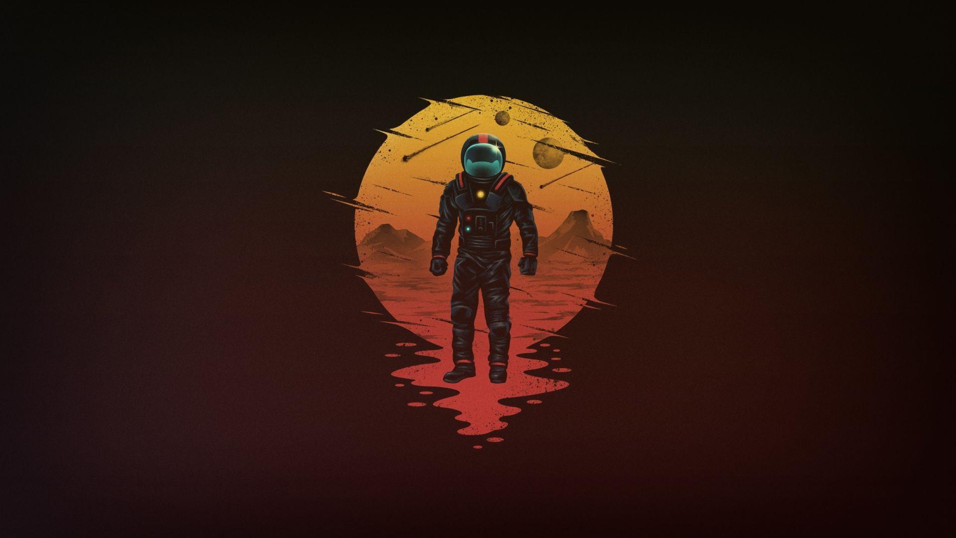 1920x1080 Desktop wallpaper minimal, astronaut, moon, art, HD image, picture, background, 1c3a72