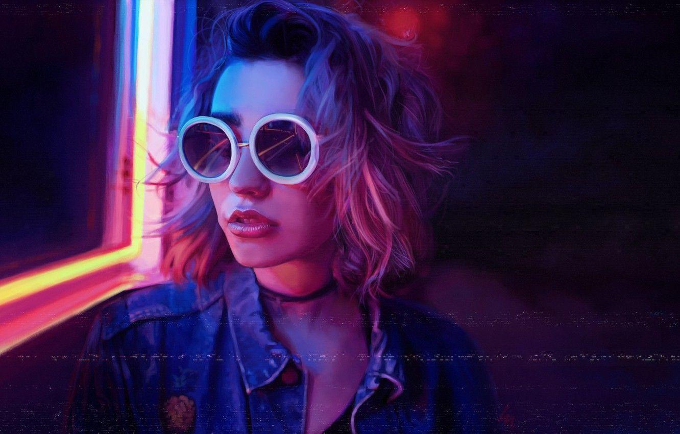 1332x850 Girl Neon Wallpaper