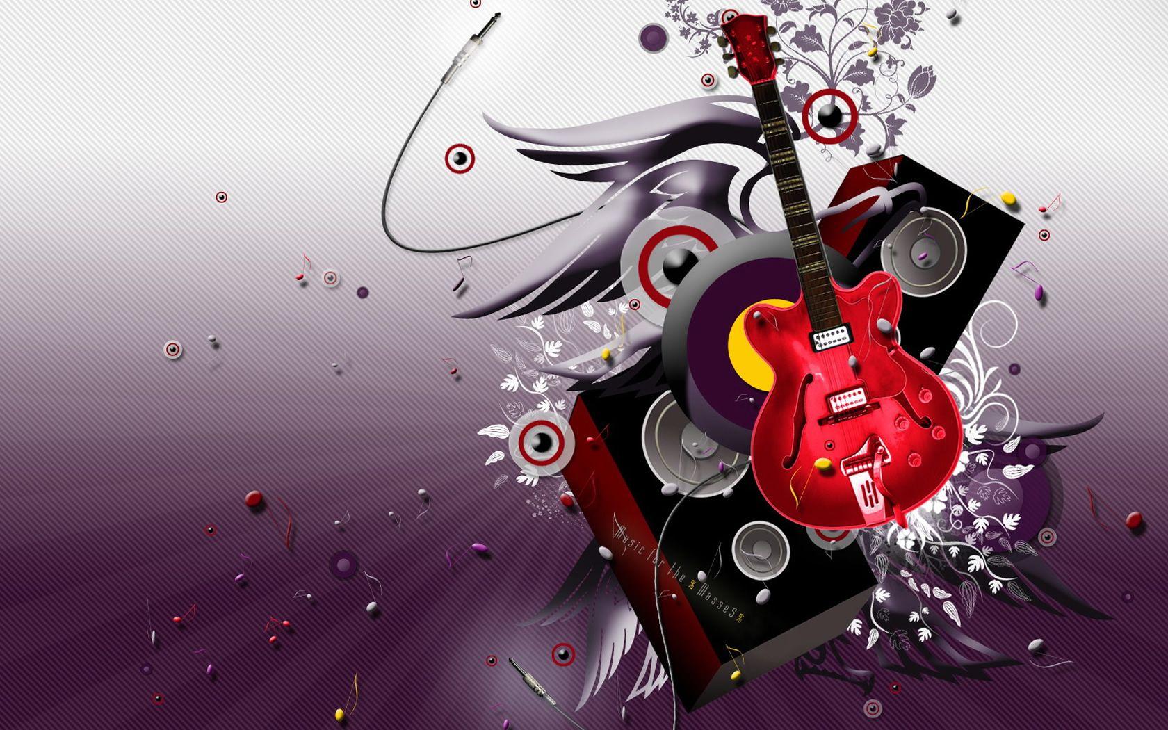 1680x1050 3D Abstract Wallpaper Guitar HD