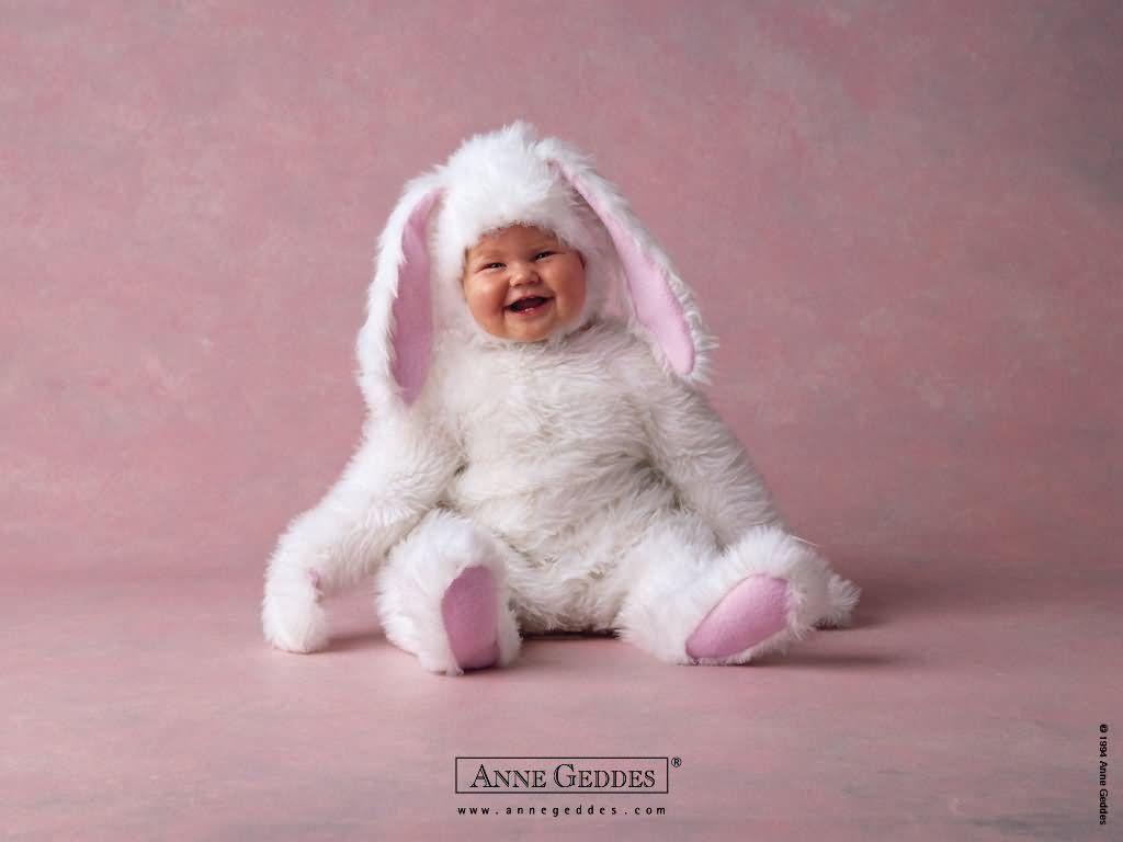 1024x768 Smiling Baby Wearing Bunny Dress Cute Baby Angel HD Wallpaper