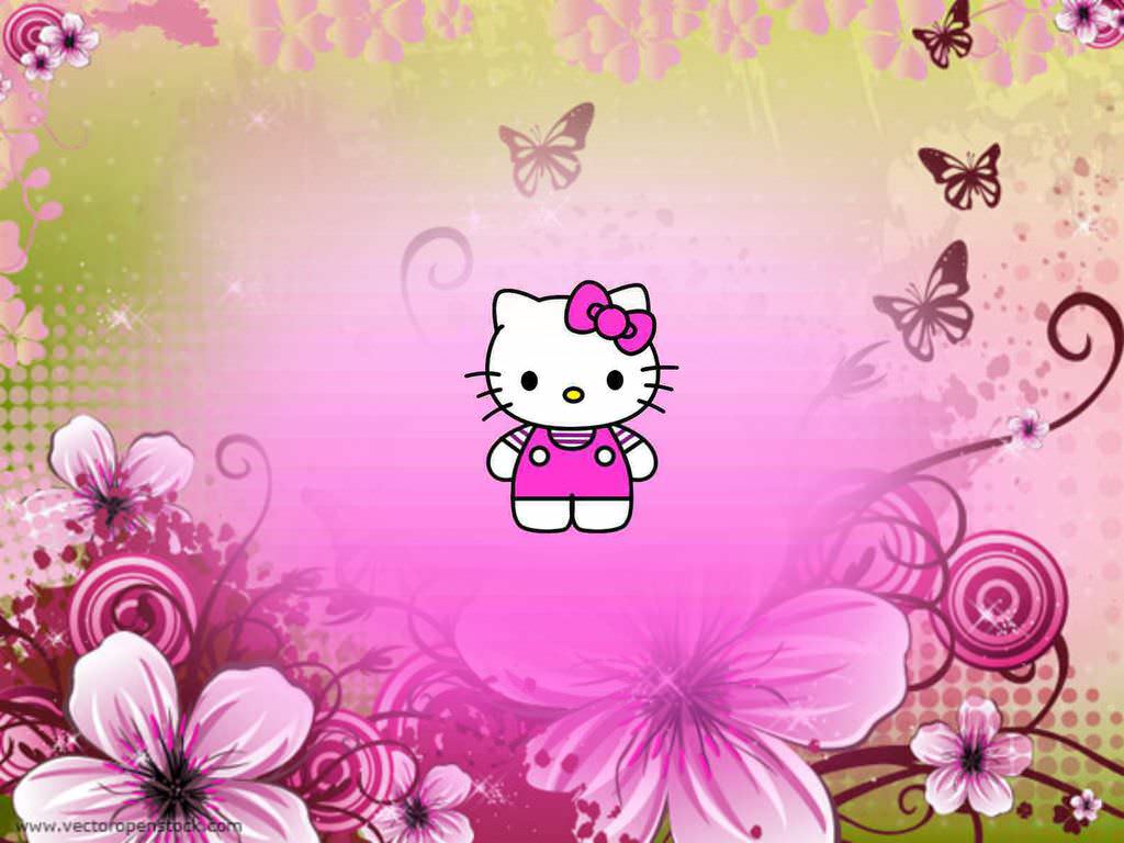 1024x768 Hello Kitty Spring Wallpaper