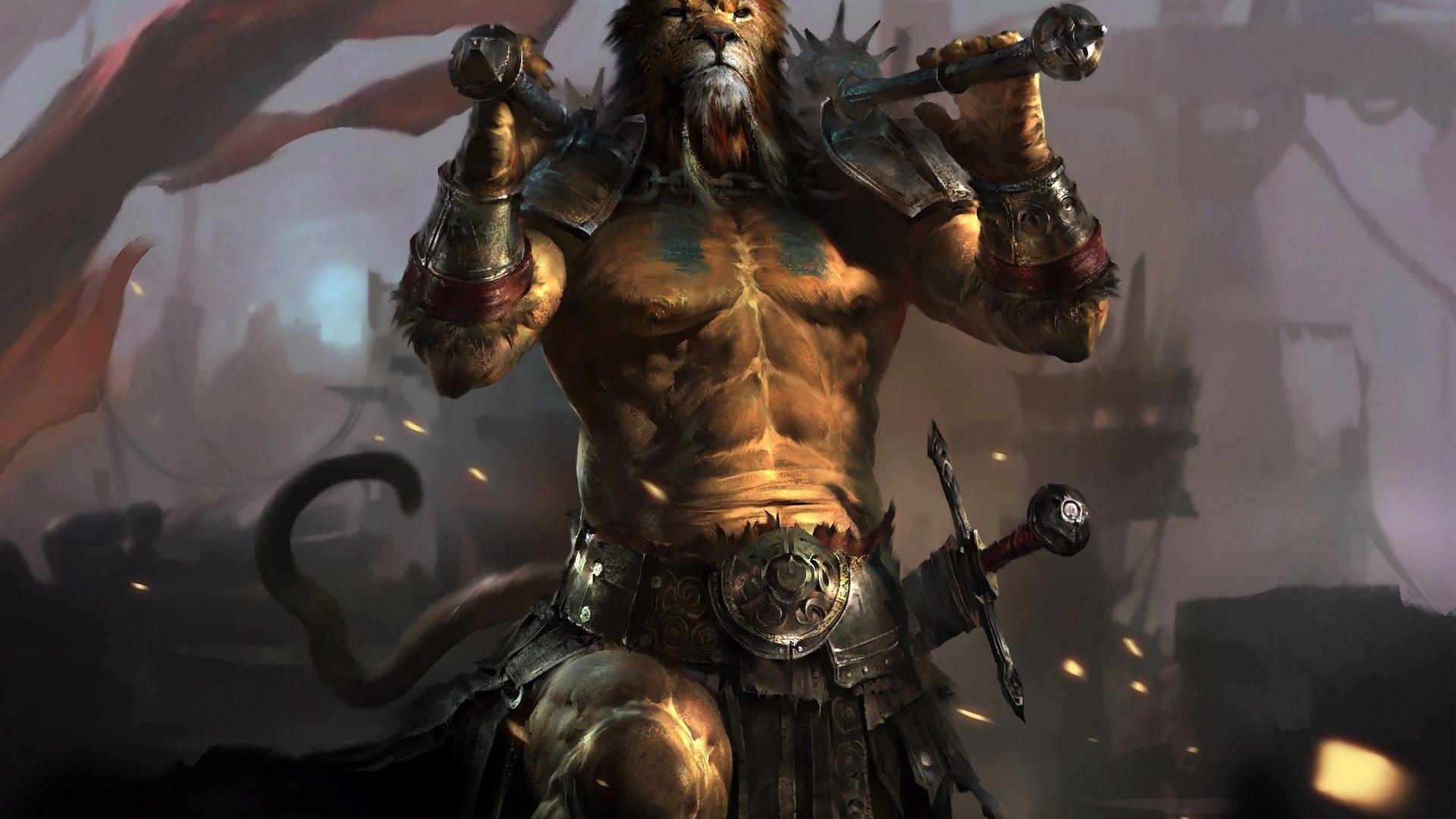 1920x1080 Desktop wallpaper lion, warrior, the elder scrolls: legends, HD image, picture, background, 9f0d63