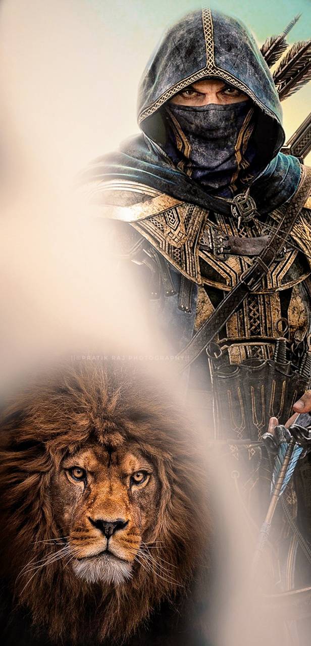 616x1280 Warrior Lion HD wallpaper