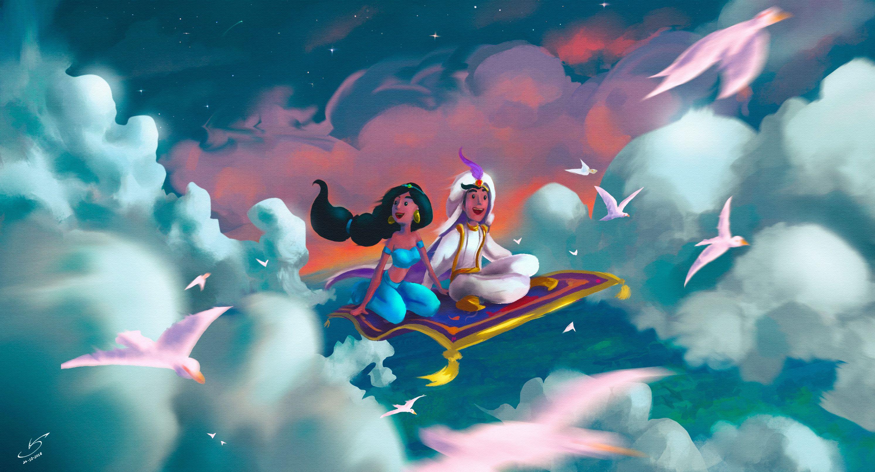 2986x1612 Aladdin And Jasmine Art Laptop Full HD 1080P HD 4k Wallpaper, Image, Background, Photo and Picture
