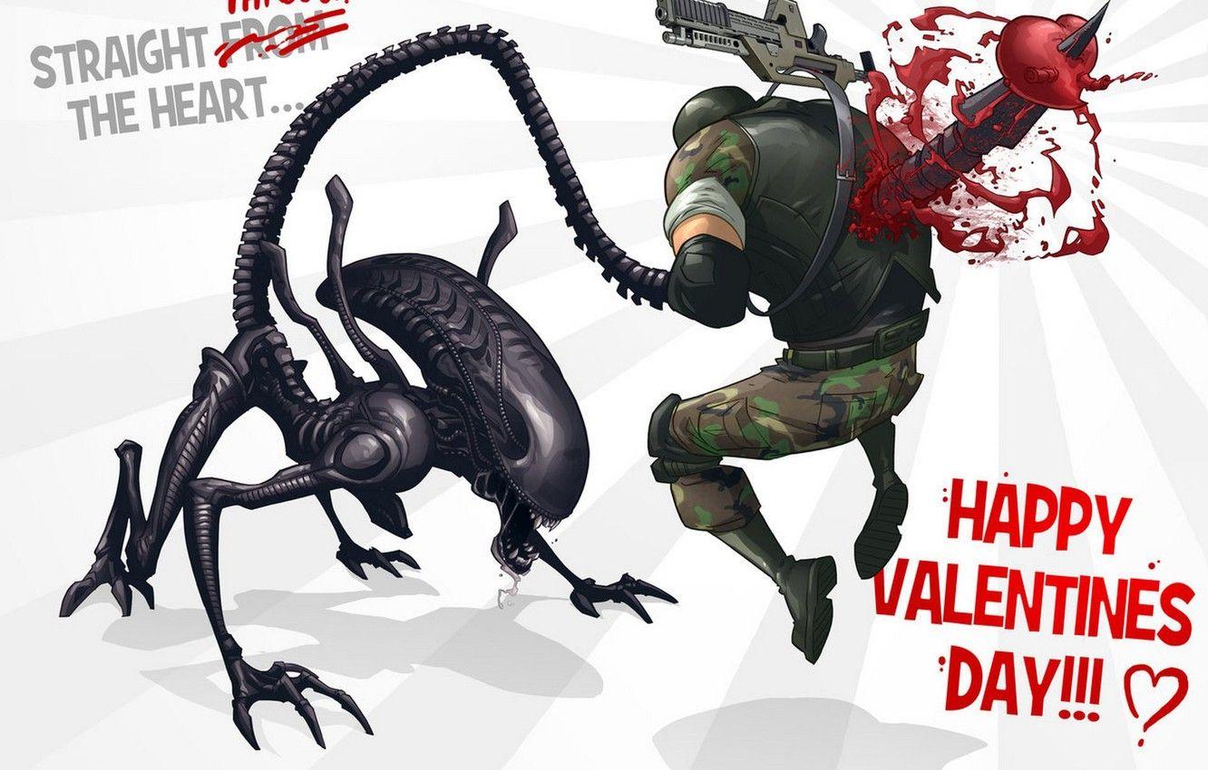 1332x850 Wallpaper art, Patrick Brown, Aliens Colonial Marines, fan, Happy Valentines Day! image for desktop, section игры