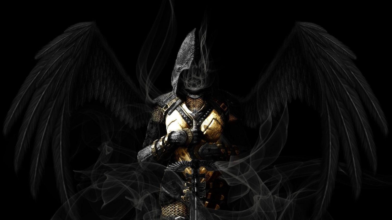 1600x900 Black Angel Wallpaper